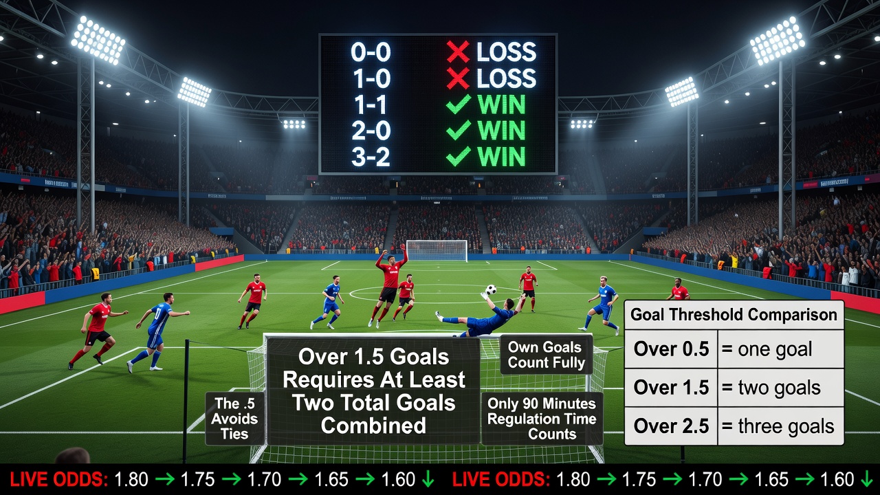Over 1.5 Goals Explained: Meaning of 1.5 Total Goals, Match Goals, and Betting Rules